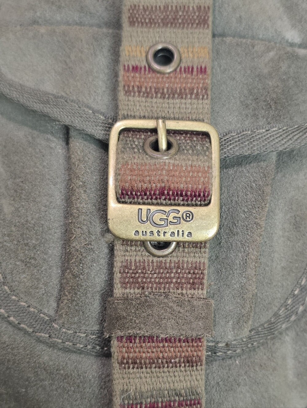 Women's UGG Boots Australia Retro Cargo 1895 Olive Green Fur Lined Buckle Size 7 - Picture 4 of 9